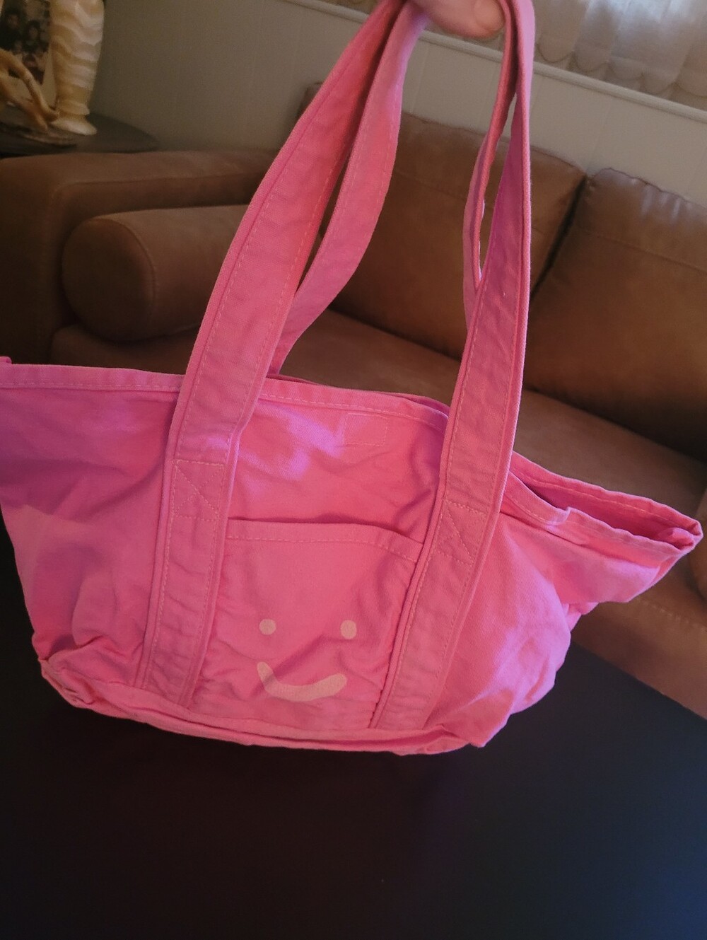 Hyp Pink Women's Canvas Tote Bag with Smiley Detail